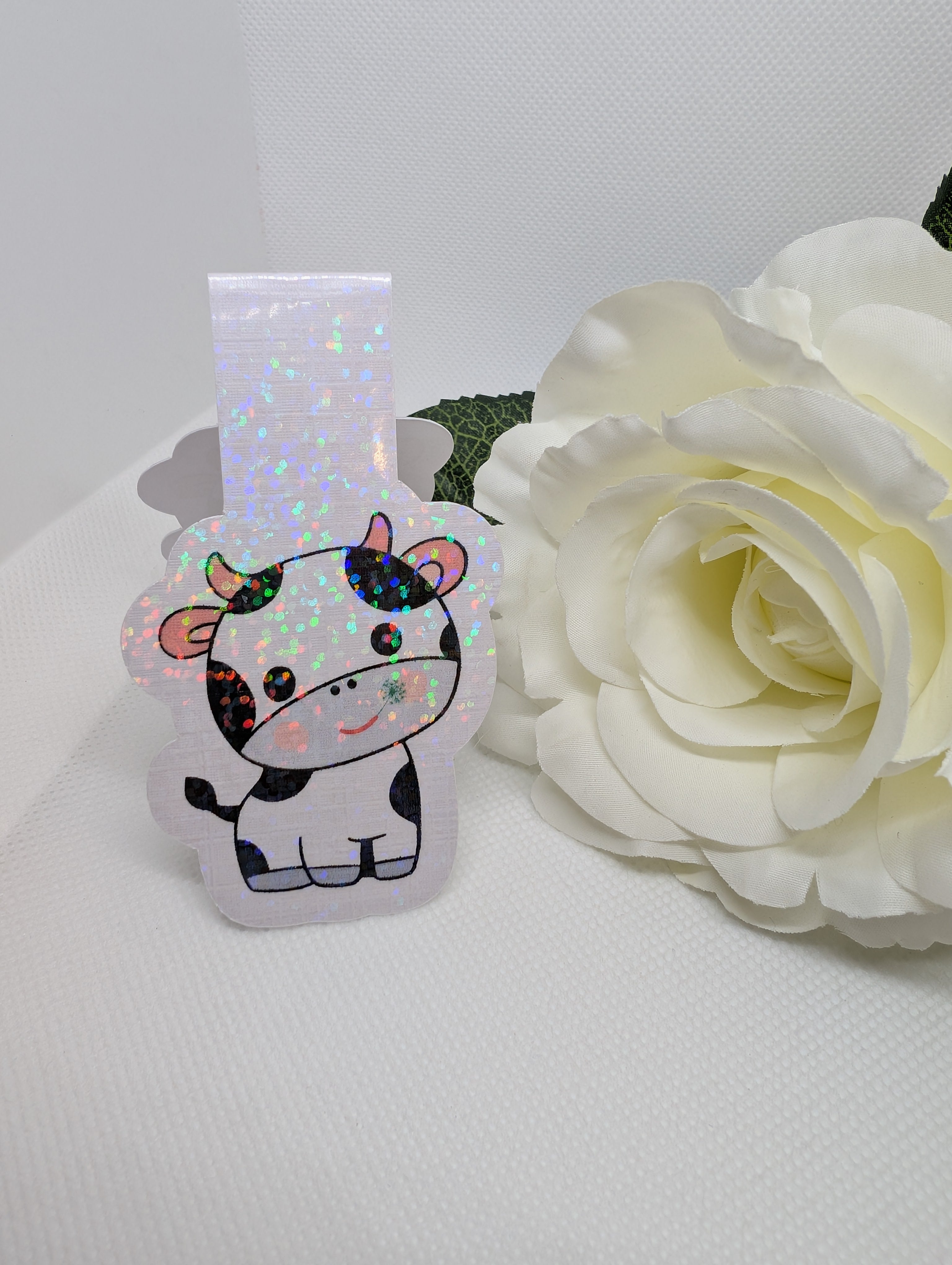 Magnetisches Lesezeichen Kuh mit Blume