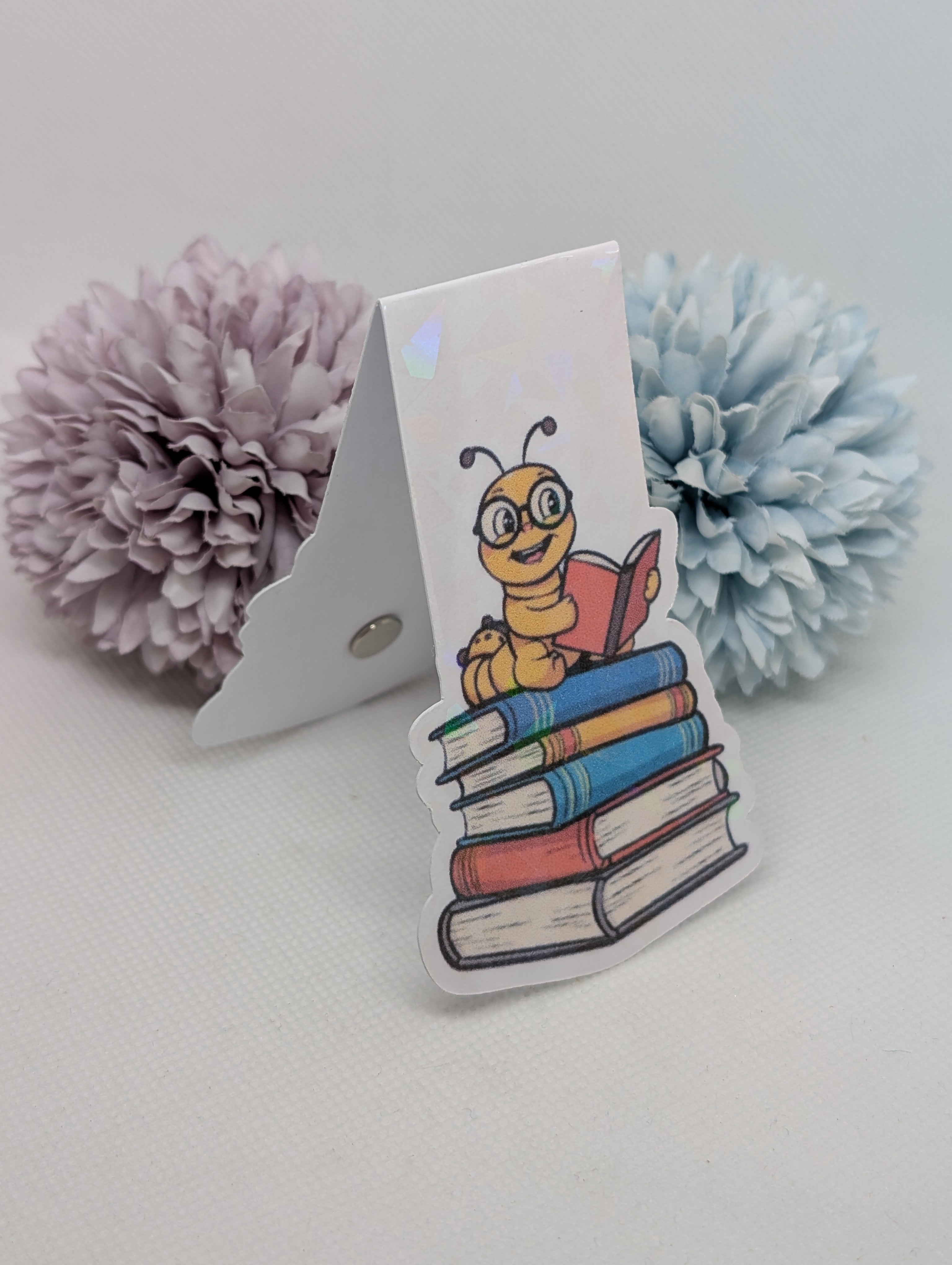 Magnetisches Lesezeichen Bücherwurm Stapel